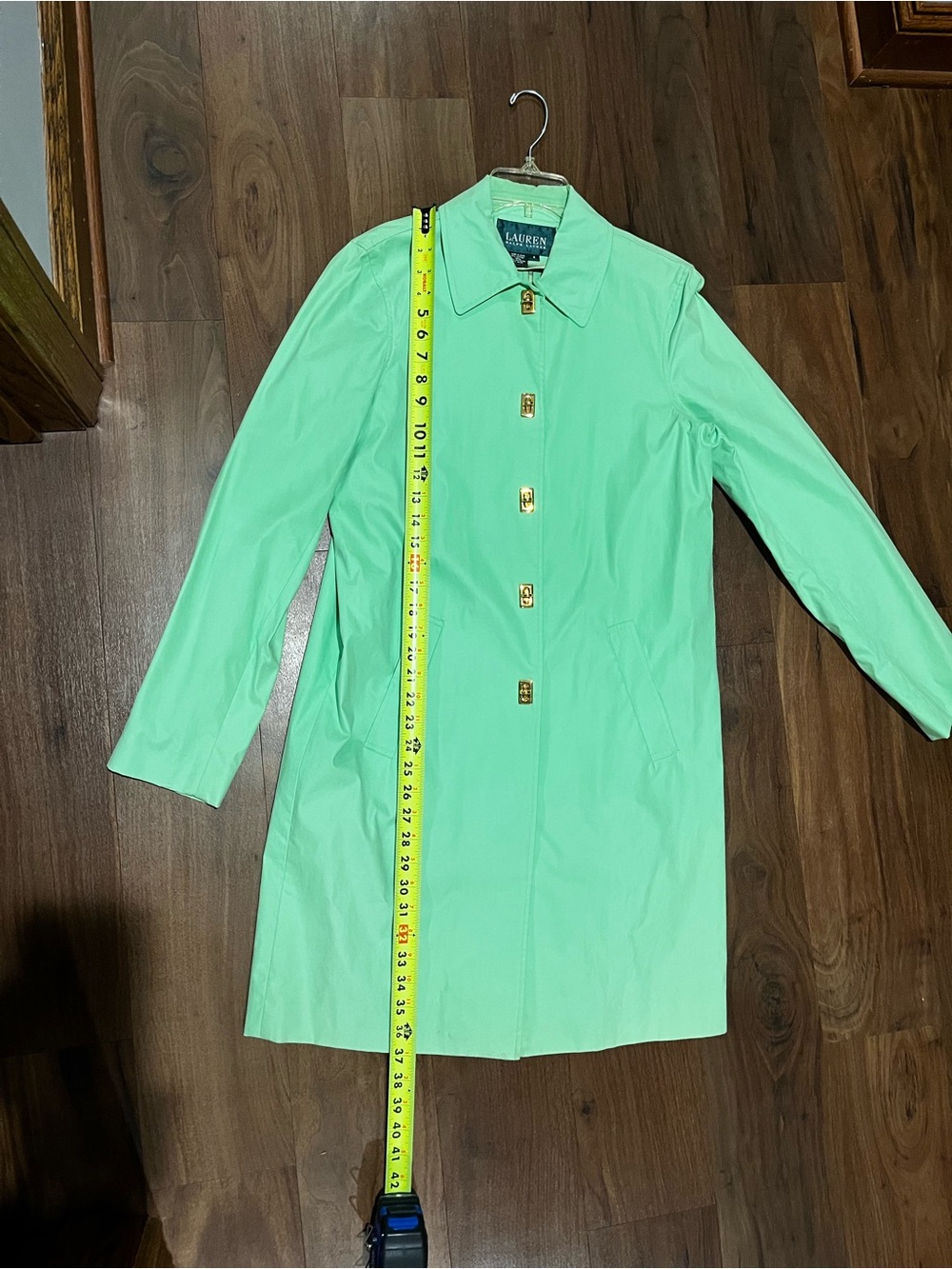 Lauren Ralph Lauren Mint Green Lightweight Single-Breasted Trench